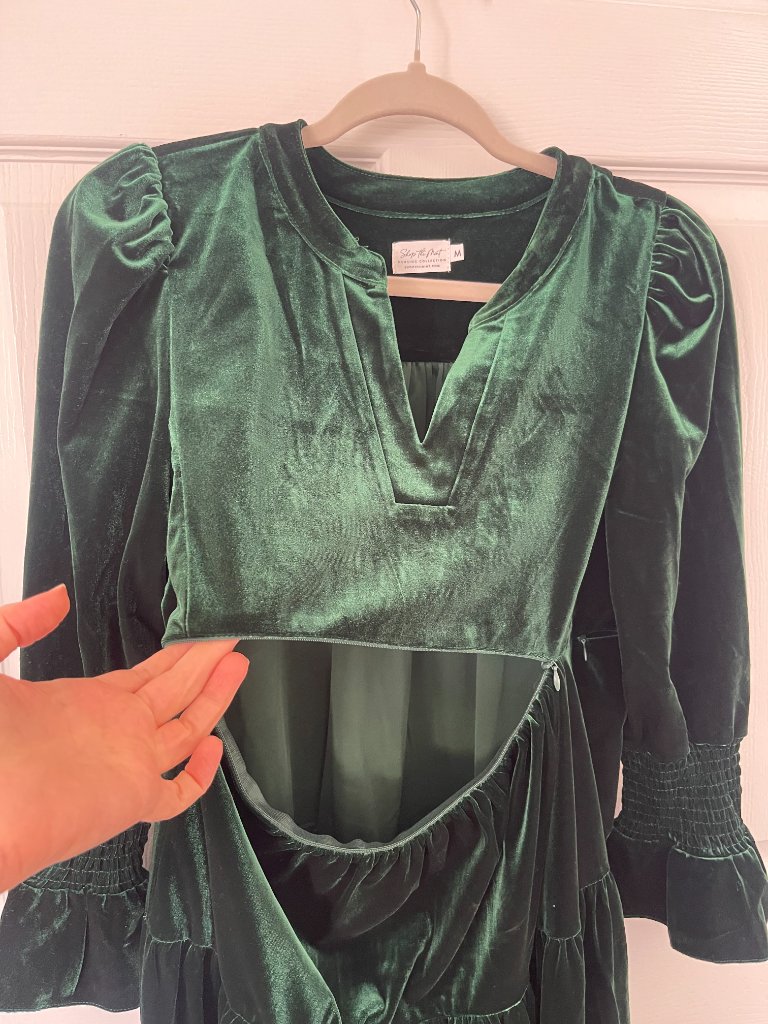 Shop The Mint Nursing Collection Emerald Green Velvet Dress Size Medium — image 3 of 4